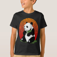 Artistic Panda Bear Eating Vector  Illustration