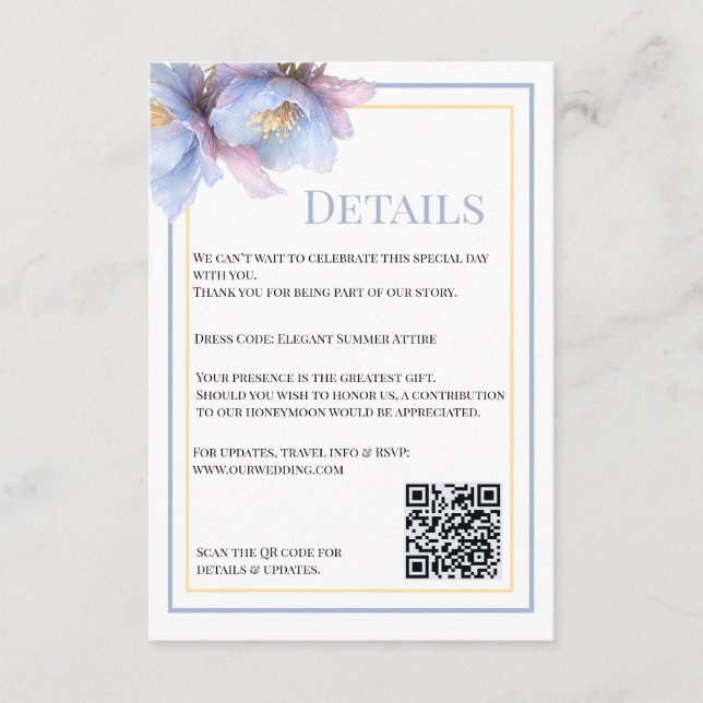 Artistic Pastel Botanical Florals Wedding Enclosure Card (Front)
