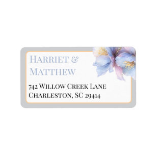 Artistic Pastel Botanical Florals Wedding Label