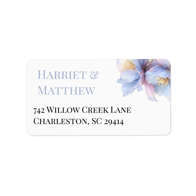 Artistic Pastel Botanical Florals Wedding Label (Front)