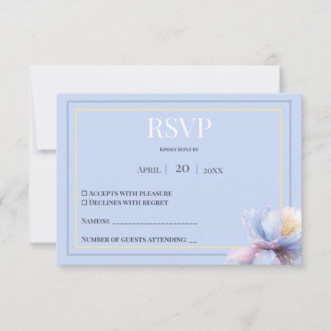 Artistic Pastel Botanical Florals Wedding RSVP Card (Front)