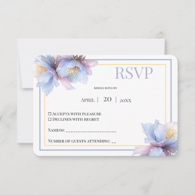 Artistic Pastel Botanical Florals Wedding RSVP Card (Front)