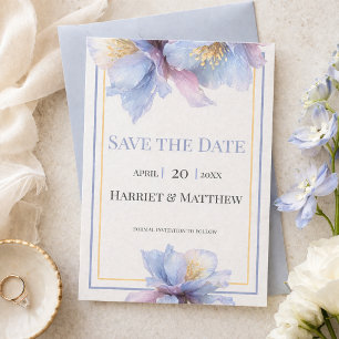 Artistic Pastel Botanical Florals Wedding Save The Date