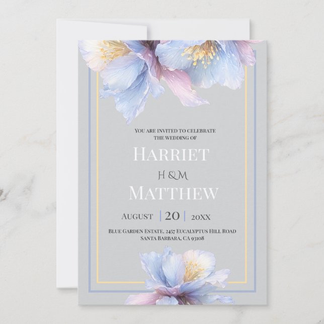 Artistic Pastel Botanical Sublime Florals Wedding Invitation (Front)