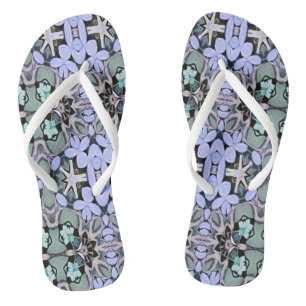 Artistic Pastel Green Periwinkle Abstract Pattern Jandals