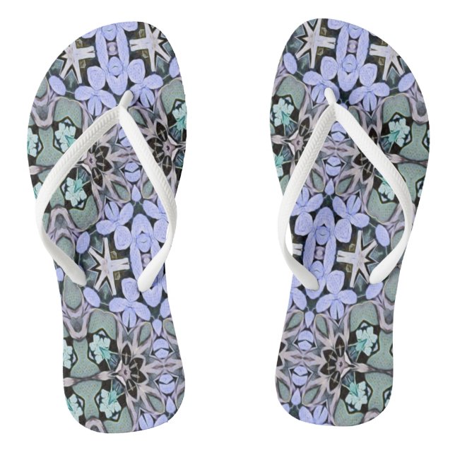 Artistic Pastel Green Periwinkle Abstract Pattern Jandals (Footbed)
