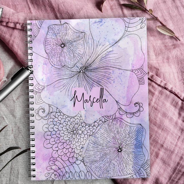 Artistic Pastel Watercolor Line Art Diary Notebook (Creator Uploaded)