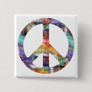 Artistic Peace Sign 15 Cm Square Badge