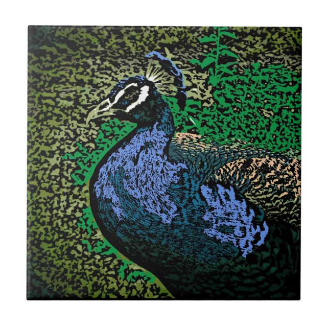 Artistic peacock decorative ceramic tile (Front)