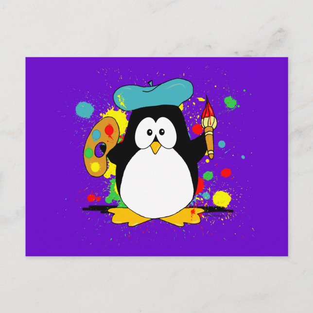Artistic Penguin Postcard (Front)