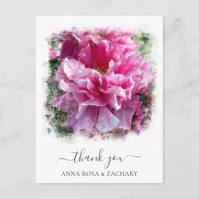 *~* Artistic Peony Floral Thank You AR1 Postcard (Front)