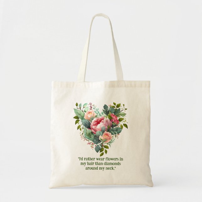 Artistic Peony Wreath Tote Bag for Creative Souls (Front)