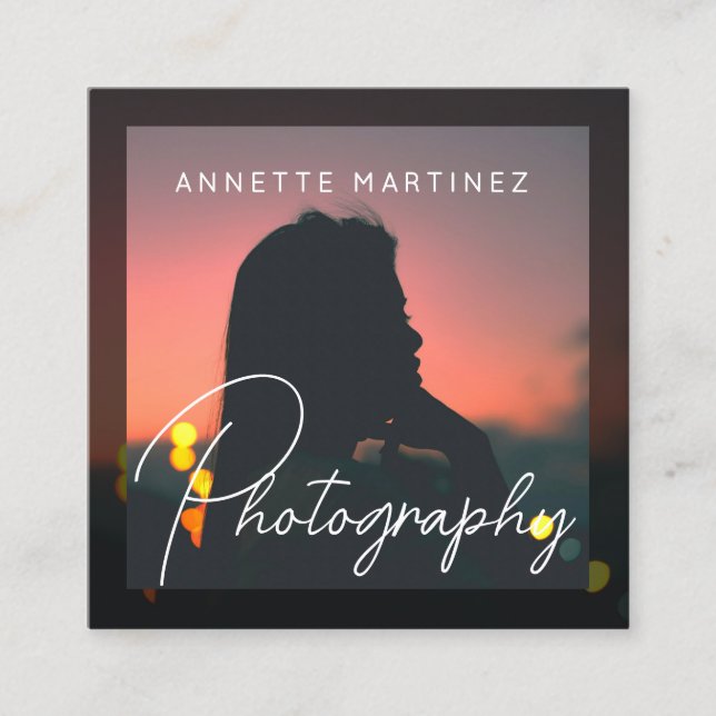 Artistic photo in photo style photography  square business card (Front)