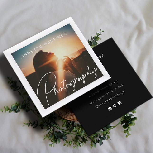 Artistic photo white frame photography  square business card (Creator Uploaded)