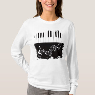 Artistic Piano Keys Treble Clef Musical Notes T-Shirt