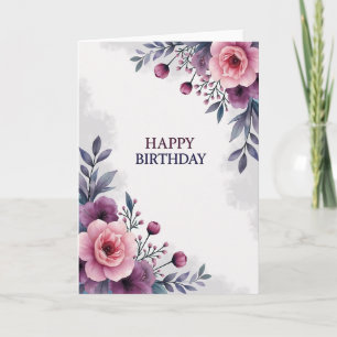 Artistic Pink Bloom Birthday Card
