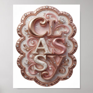 Artistic Pink CLASSY 3D Text Art Poster