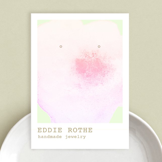 Artistic Pink  Floral Watercolor Earring Display Business Card (Creator Uploaded)