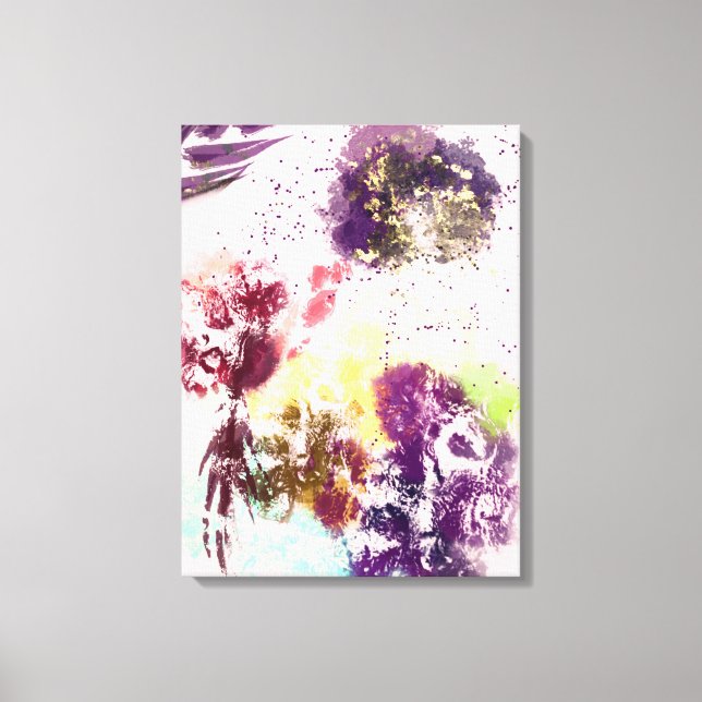 Artistic Pink Purple Floral Botanical Painting Canvas Print (Front)