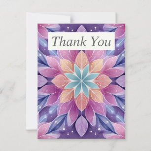 Artistic Pink Purple Orange Leaves Thank You Card