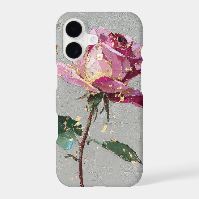 Artistic Pink Rose & Gold Leaf  (Back)