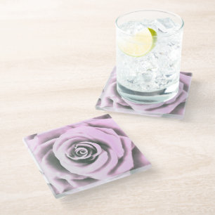 Artistic Pink Rose rb Glass Coaster