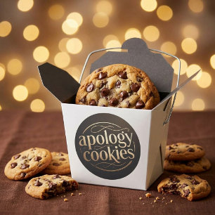 Artistic Playful Gold & Brown Apology Cookies Favour Box