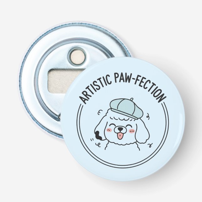 Artistic Poodle Puppy Doodle Drinkware Accessory Bottle Opener (Front)