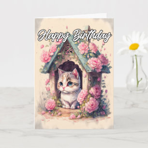 Artistic Posing Baby Kitten Illustration Card