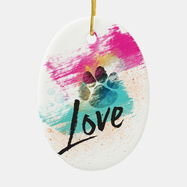 Artistic Puppy Love Ceramic Tree Decoration (Front)