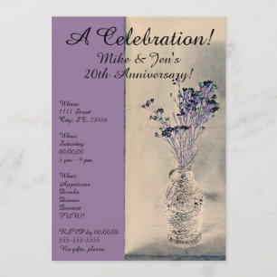 Artistic Purple Flowers in Vase Invitation