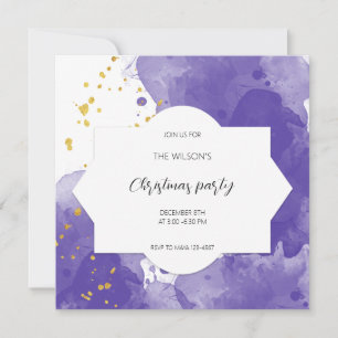 Artistic Purple Gold Watercolor Invitation