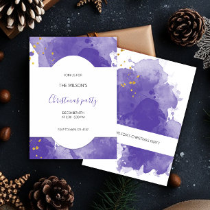 Artistic Purple Gold Watercolor Invitation