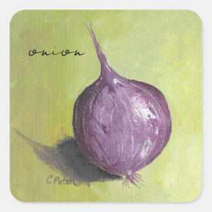 Artistic Purple Onion on Green Yellow Stickers