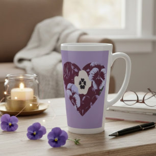 Artistic Purple Violet Heart Large Latte Mug
