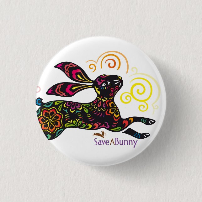 Artistic Rabbit 3 Cm Round Badge (Front)