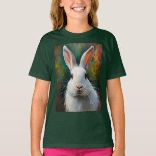 Artistic Rabbit Portrait – Vibrant Oil Painting T-Shirt
