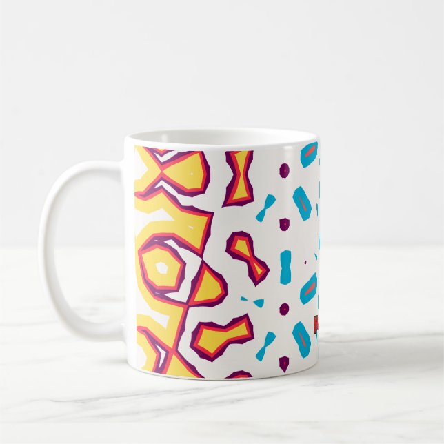 Artistic Red, and Blue Modern Angular Pattern Coffee Mug (Left)