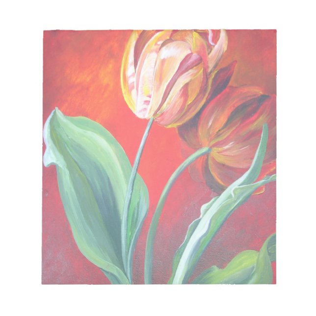 Artistic Red and Yellow Tulips Notepad (Front)