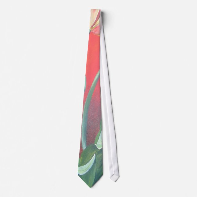 Artistic Red and Yellow Tulips Tie (Front)