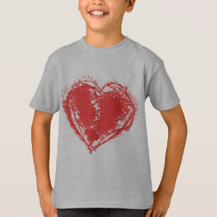 Artistic Red Distressed Heart Boys' T-Shirt - Hand