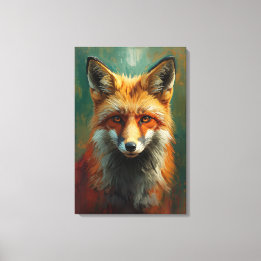 Artistic Red Fox Portrait – Vibrant Oil Painting Canvas Print