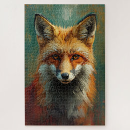 Artistic Red Fox Portrait – Vibrant Oil Painting  Jigsaw Puzzle