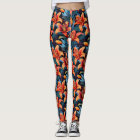 Artistic Red Tiger Lilly Flower Leggings