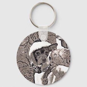 Artistic Rendering of Chihuahua with Hoodie Key Ring