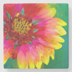 Artistic rendition of Indian Blanket flower Stone Coaster