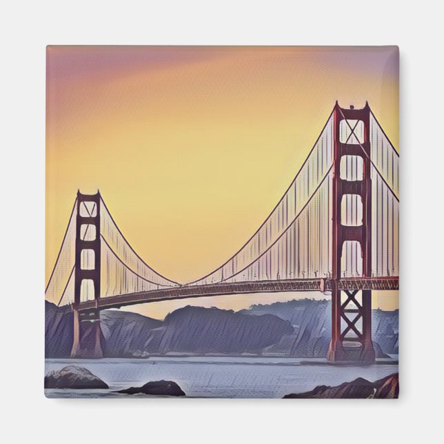 Artistic Rendition of the Golden Gate Bridge Magnet (Front)