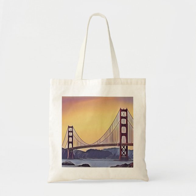 Artistic Rendition of the Golden Gate Bridge Tote Bag (Front)