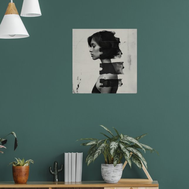 Artistic representation showing a woman in profile poster (Living Room 1)