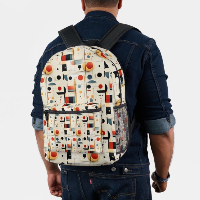 Artistic Retro Geometrics Printed Backpack (Insitu (Model))